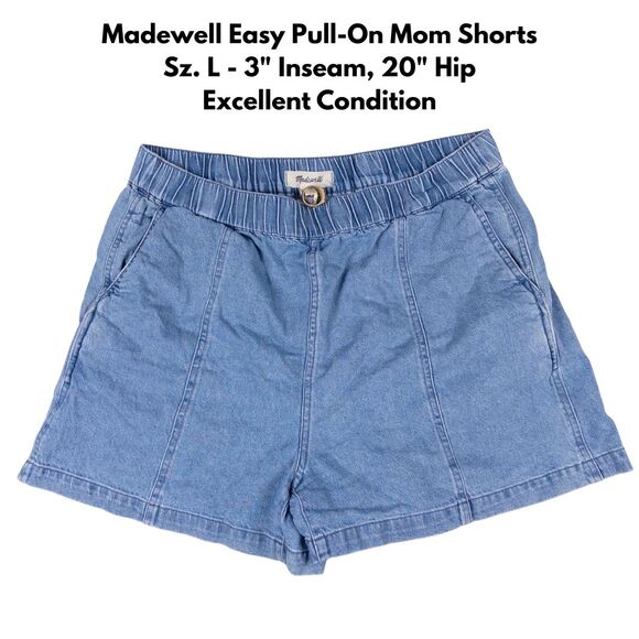 Madewell Pants - Madewell Denim Easy Pull On Jean Shorts Rathmore Wash Womens Large Elastic Waist